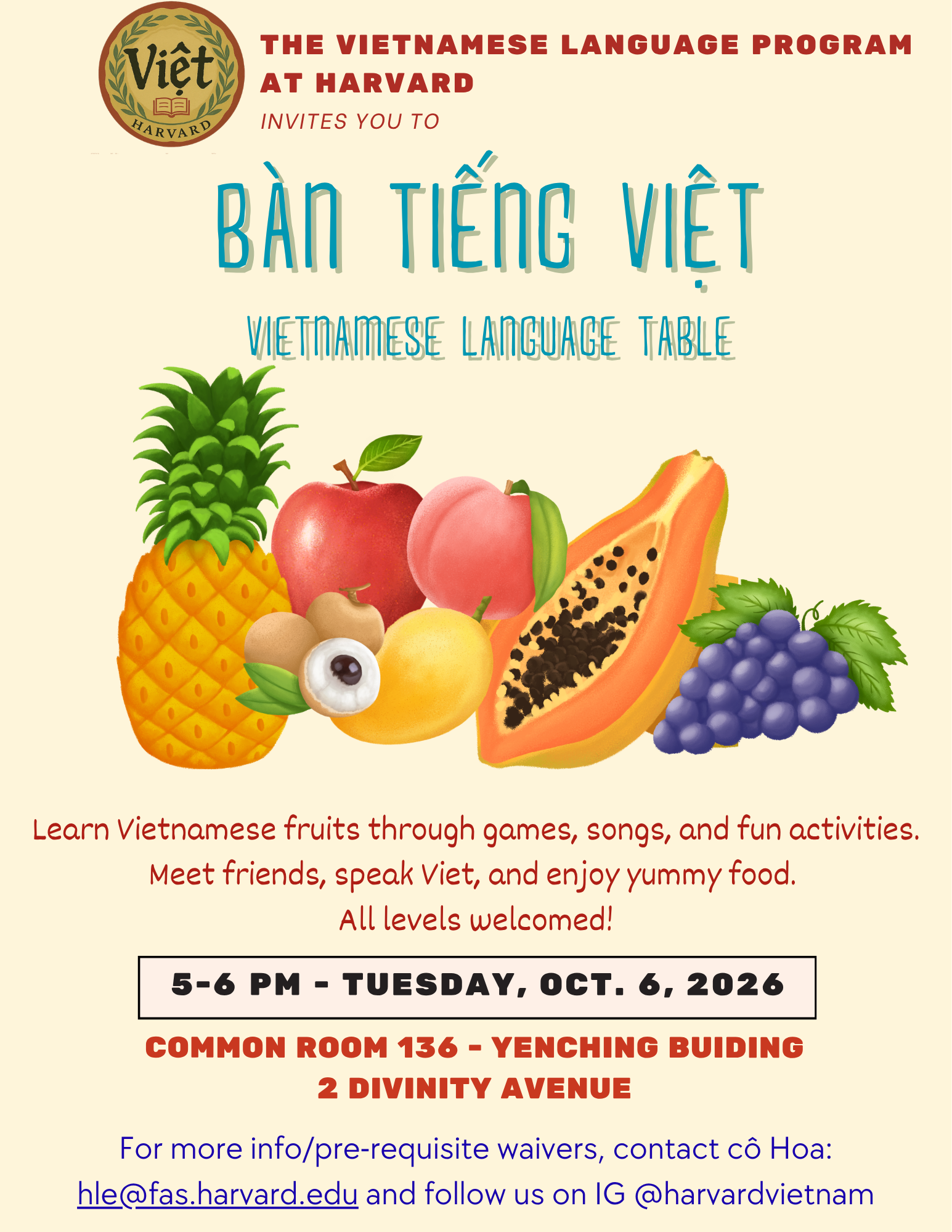 Vietnamese Language Table Poster