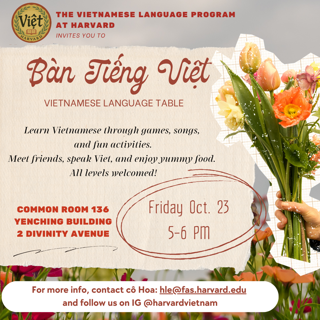 Vietnamese Language Table Poster Friday Oct. 23 2026
