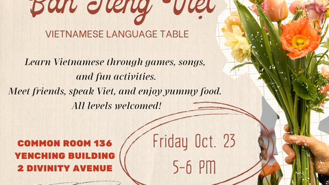Vietnamese Language Table Poster Friday Oct. 23 2026