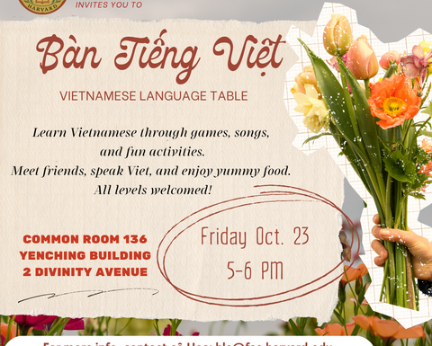 Vietnamese Language Table Poster Friday Oct. 23 2026